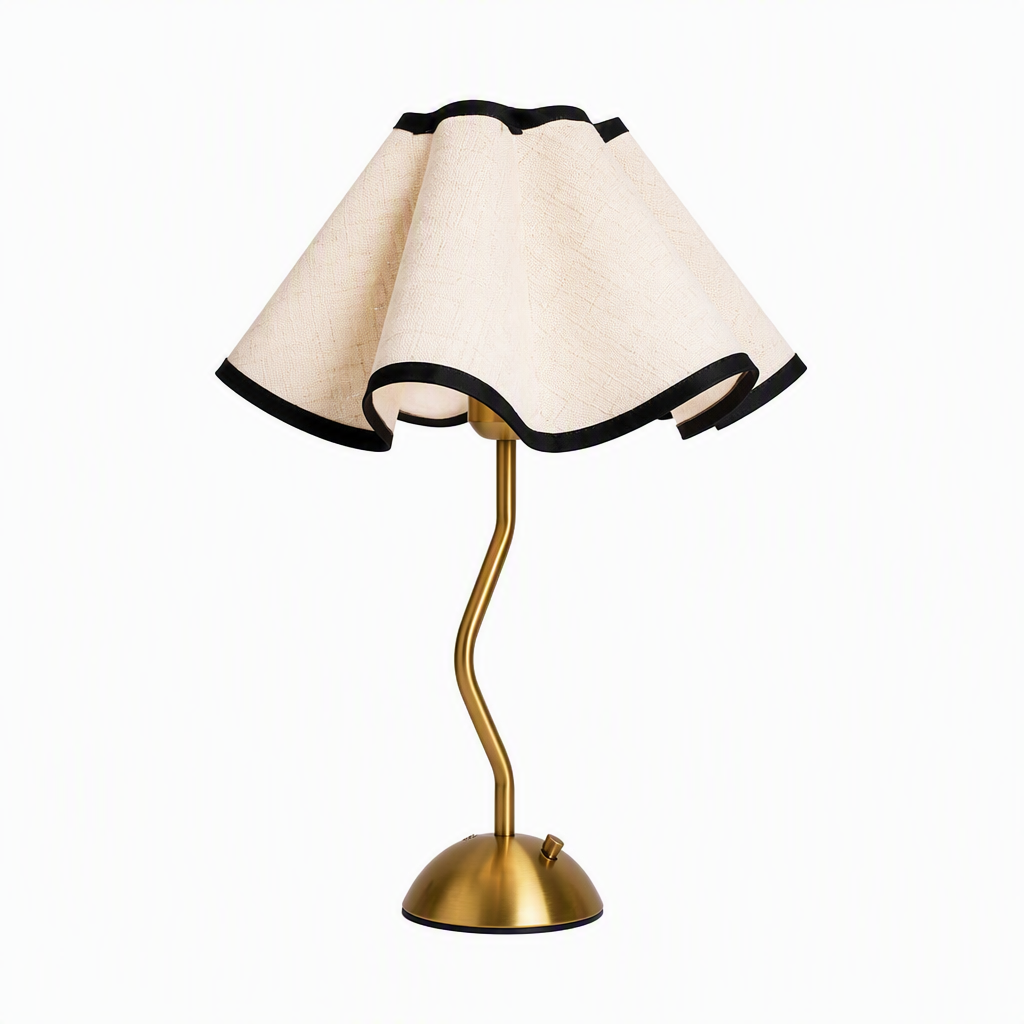 Pleated scallop shade rechargeable table lamp
