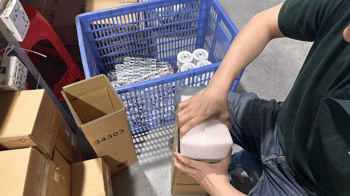 Protective packaging process for BAZHI Lighting products